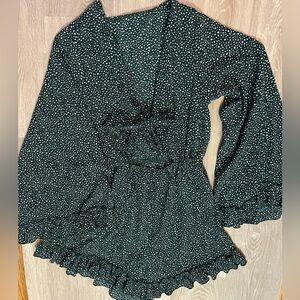 SHEIN Green Polka Dot Romper